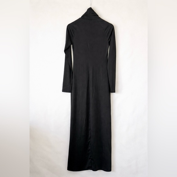 H&M Divided Black Shiny Mock Turtleneck Bodycon Maxi M NWOT - Picture 3 of 4